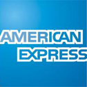 A blue background with the words american express.